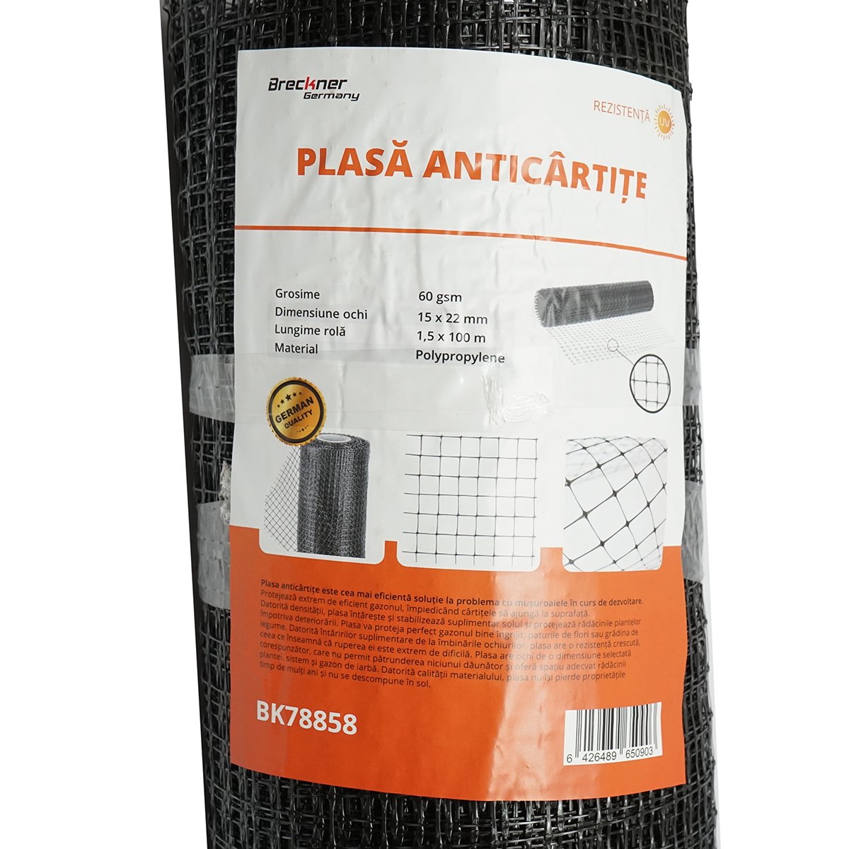 Plasa anti cartita 60g, 1.5x100m cu ochi 15x22mm Breckner Germany
